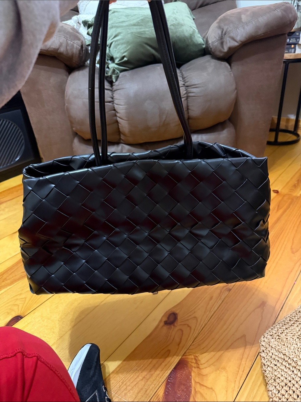 Black Woven Tote Bag - Unbranded